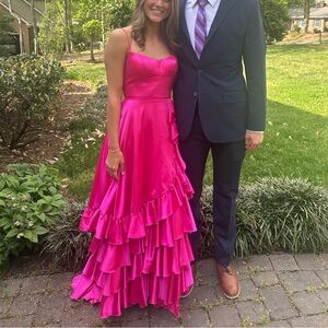 Elegant Sherri Hill Pink Ruffled Dress